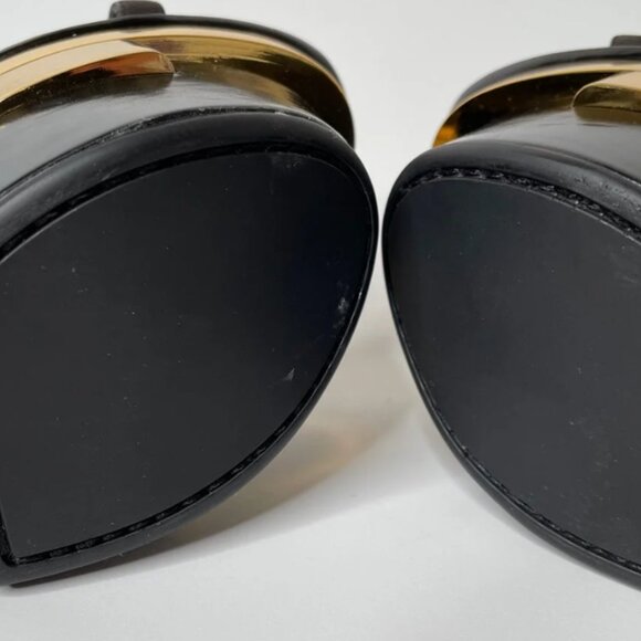 Versace Black & Gold Medusa Triple Platform Swarovski Crystals Sandals Heels - Picture 5 of 13